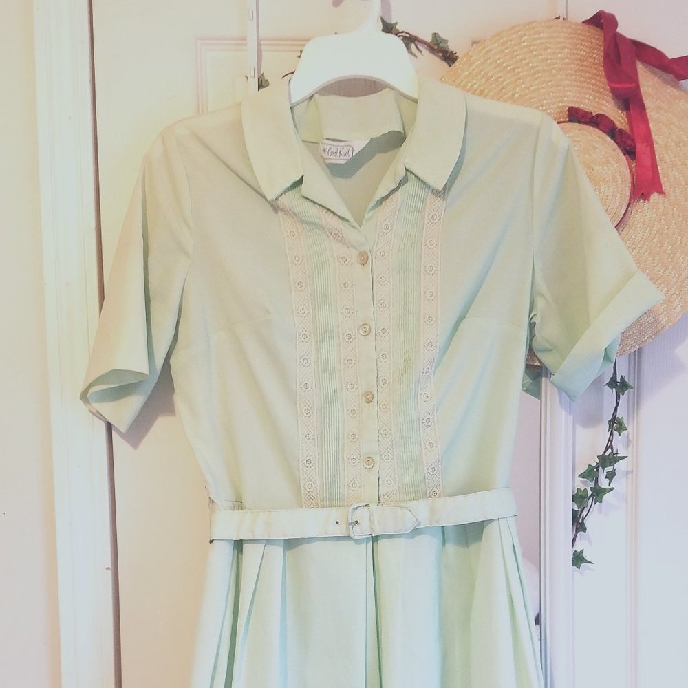 Vintage Carol Brent Mint Green and Lace Dress